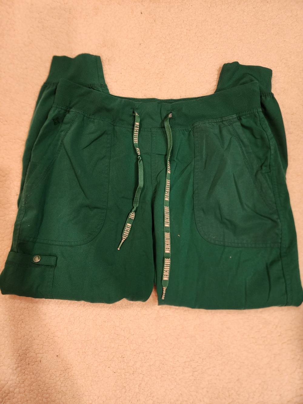 Med Couture Deep Green Drawstring Scrub Pants Medium Petite